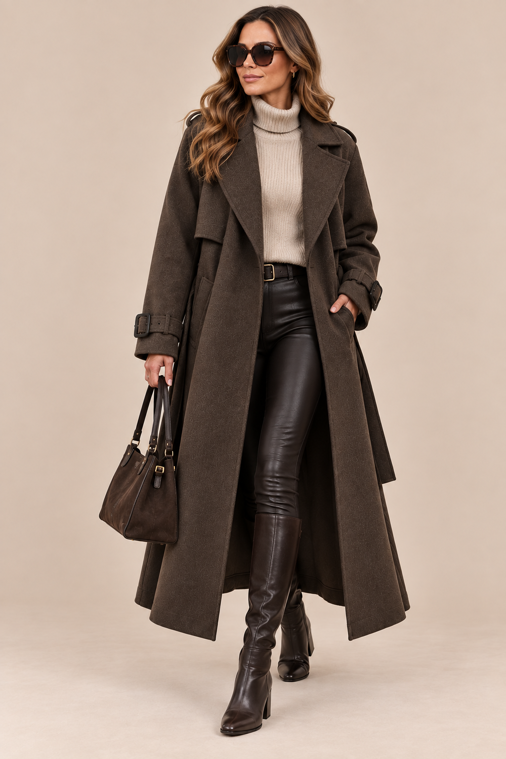 Solenne | Trenchcoat mit langem Schnitt und Taillengürtel