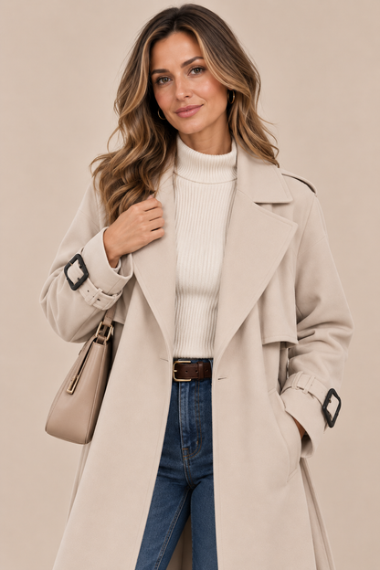 Solenne | Trenchcoat mit langem Schnitt und Taillengürtel