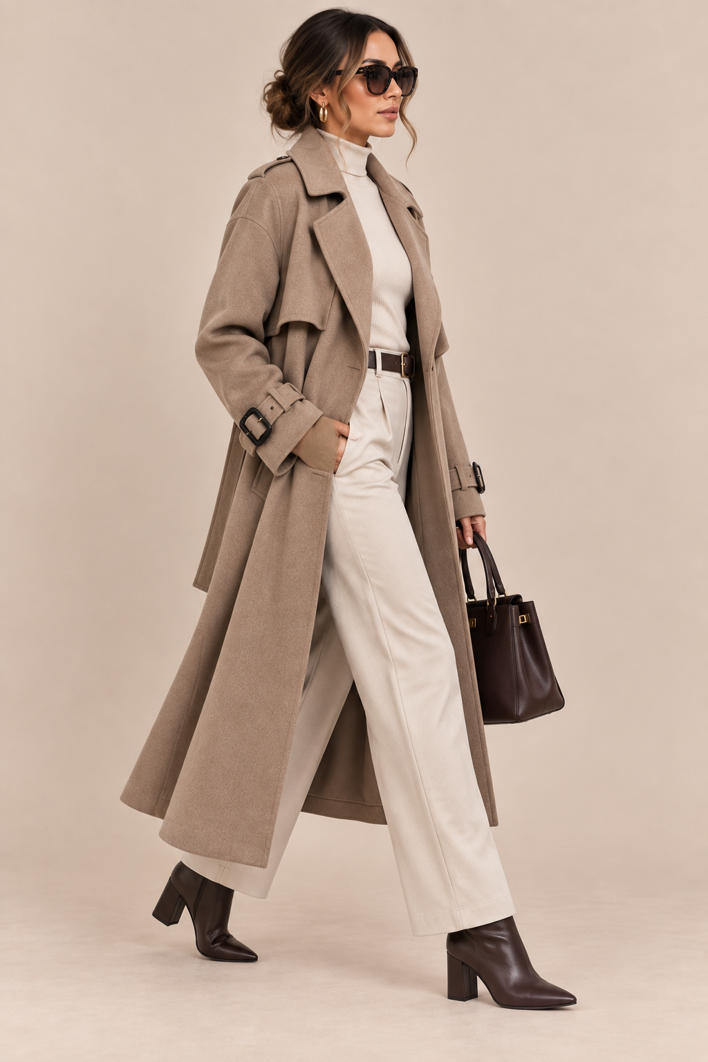 Solenne | Trenchcoat mit langem Schnitt und Taillengürtel