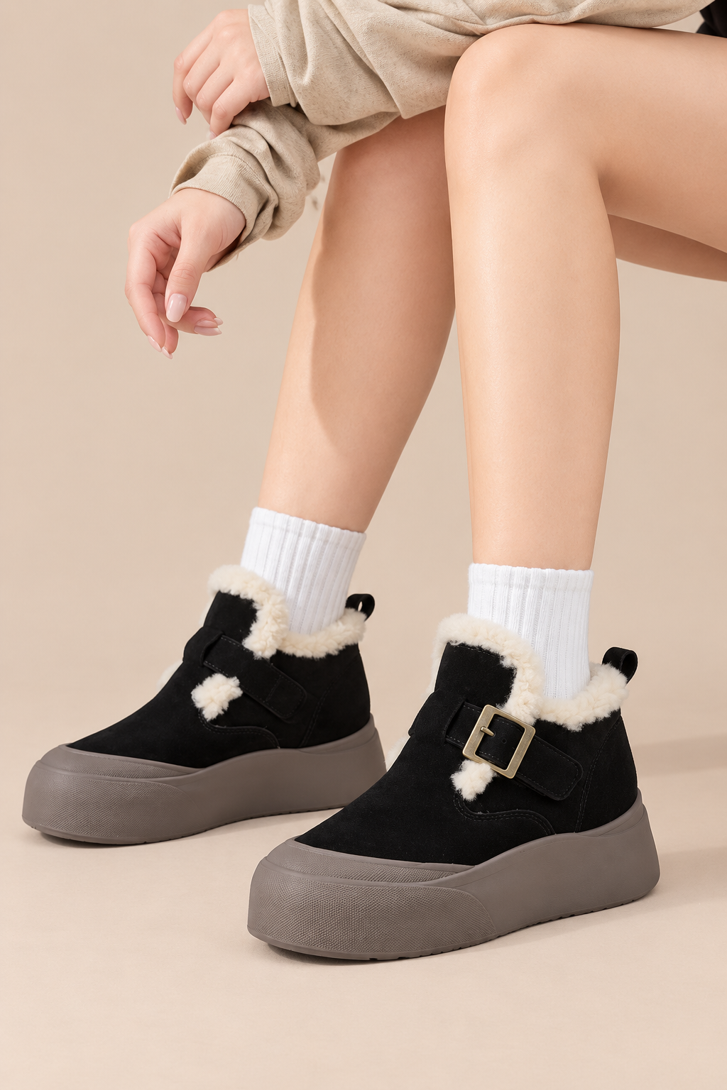 Sorelle | Winterstiefel Damen mit Fellbesatz und Schnallendetail
