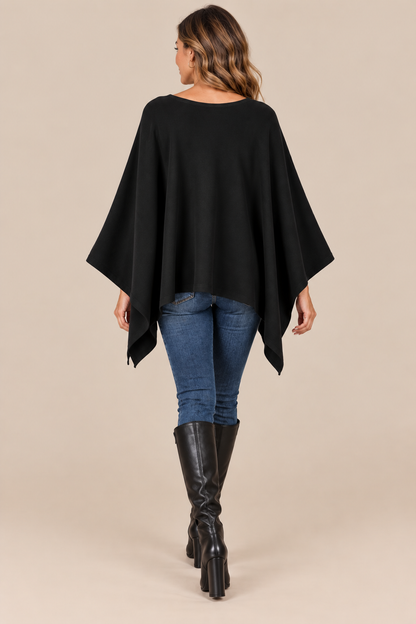 Stella | Wollpullover Damen im fliessenden Poncho-Stil