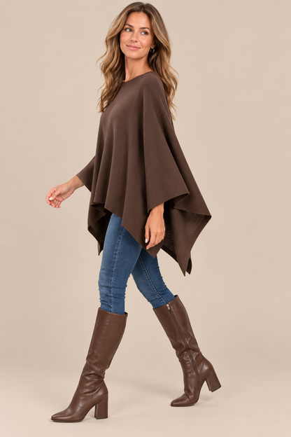 Stella | Wollpullover Damen im fliessenden Poncho-Stil
