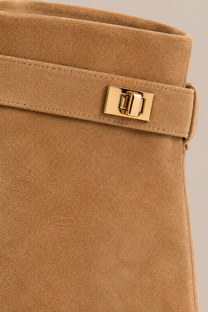 Stevie | Fold Over Boots Damen mit Blockabsatz und spitzer Form