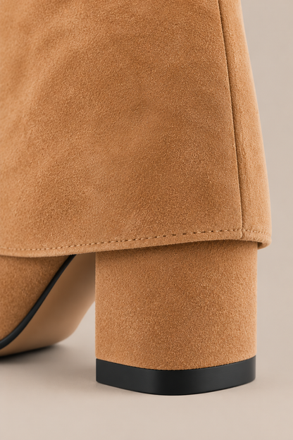 Stevie | Fold Over Boots Damen mit Blockabsatz und spitzer Form