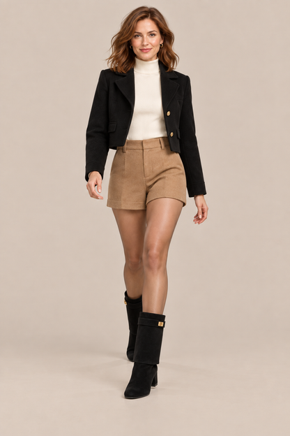Stevie | Fold Over Boots Damen mit Blockabsatz und spitzer Form