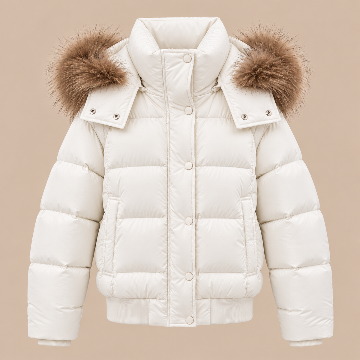 Suzane | Steppjacke Damen mit Kapuze und kunstfellbesatz