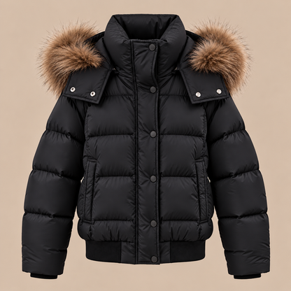 Suzane | Steppjacke Damen mit Kapuze und kunstfellbesatz