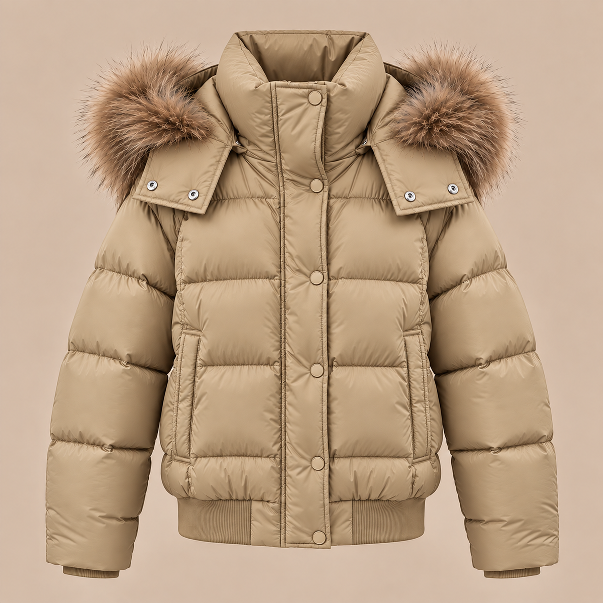 Suzane | Steppjacke Damen mit Kapuze und kunstfellbesatz