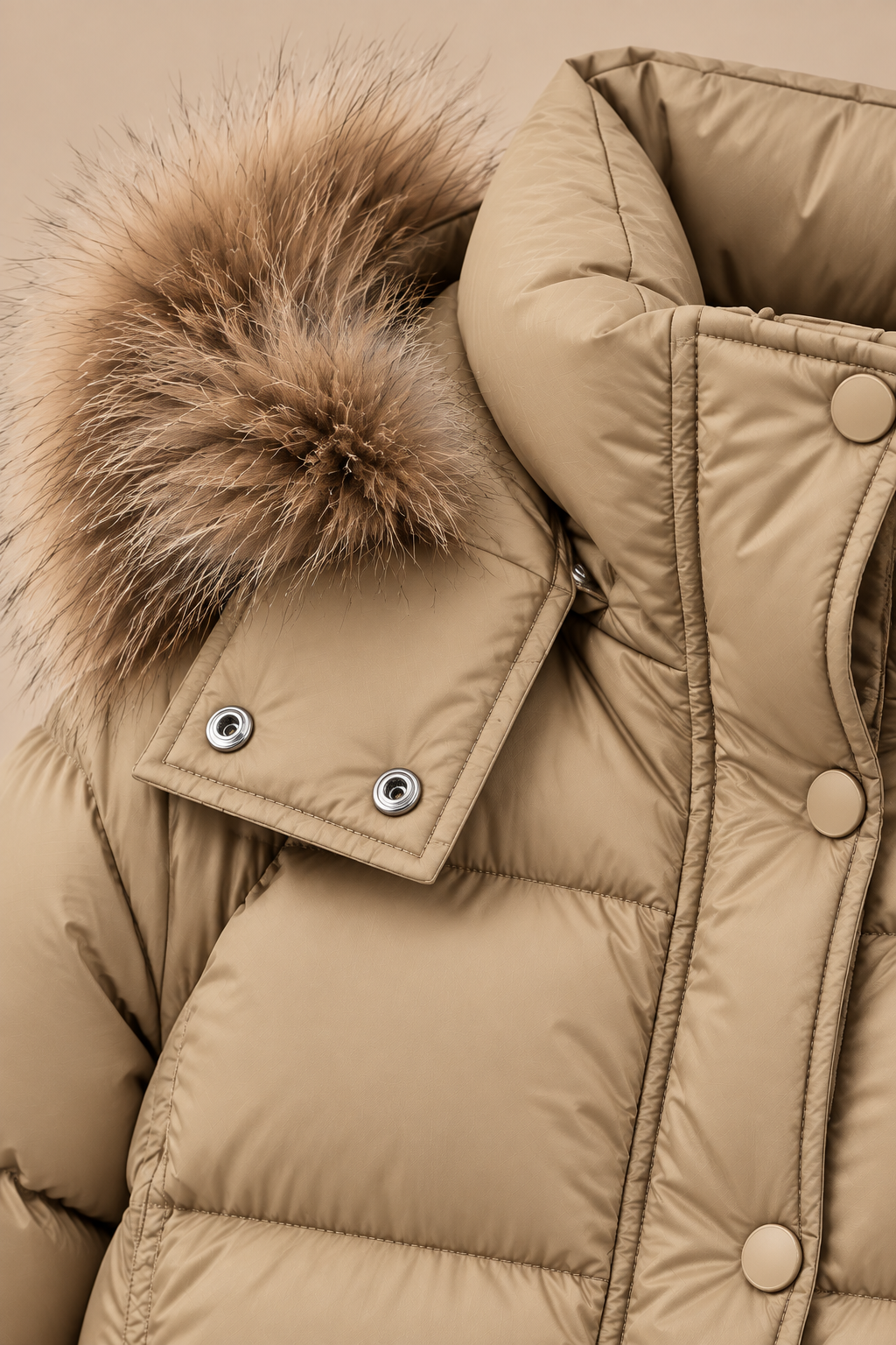 Suzane | Steppjacke Damen mit Kapuze und kunstfellbesatz