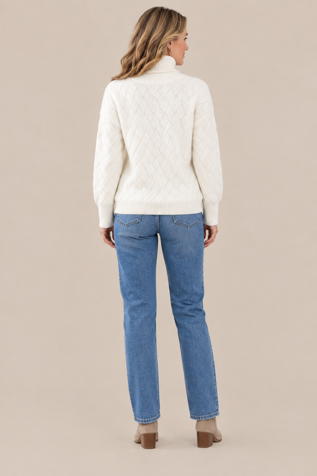 Trisha | Strickpullover Damen mit Rollkragen und Strukturmuster