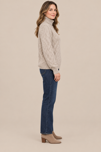 Trisha | Strickpullover Damen mit Rollkragen und Strukturmuster