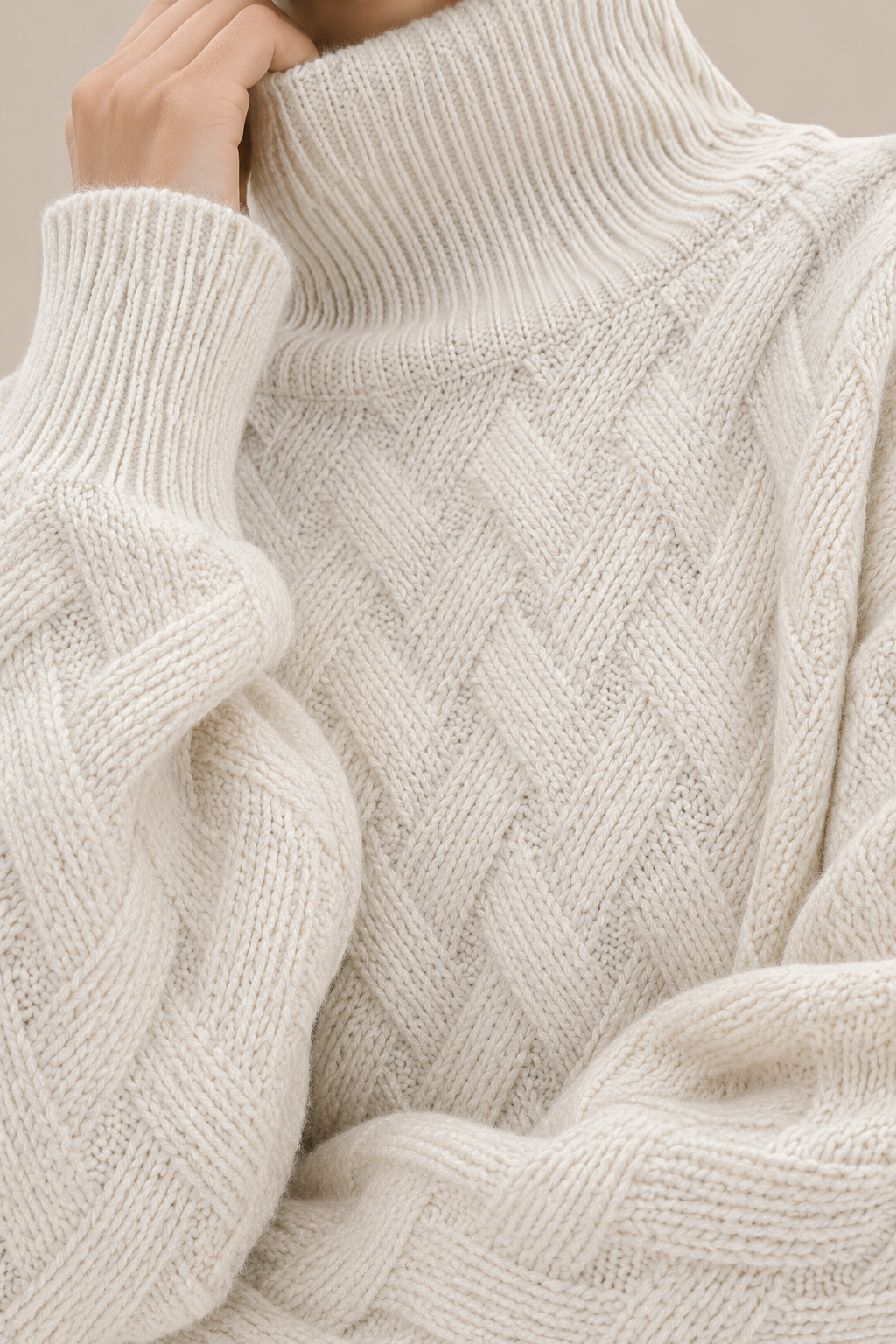 Trisha | Strickpullover Damen mit Rollkragen und Strukturmuster
