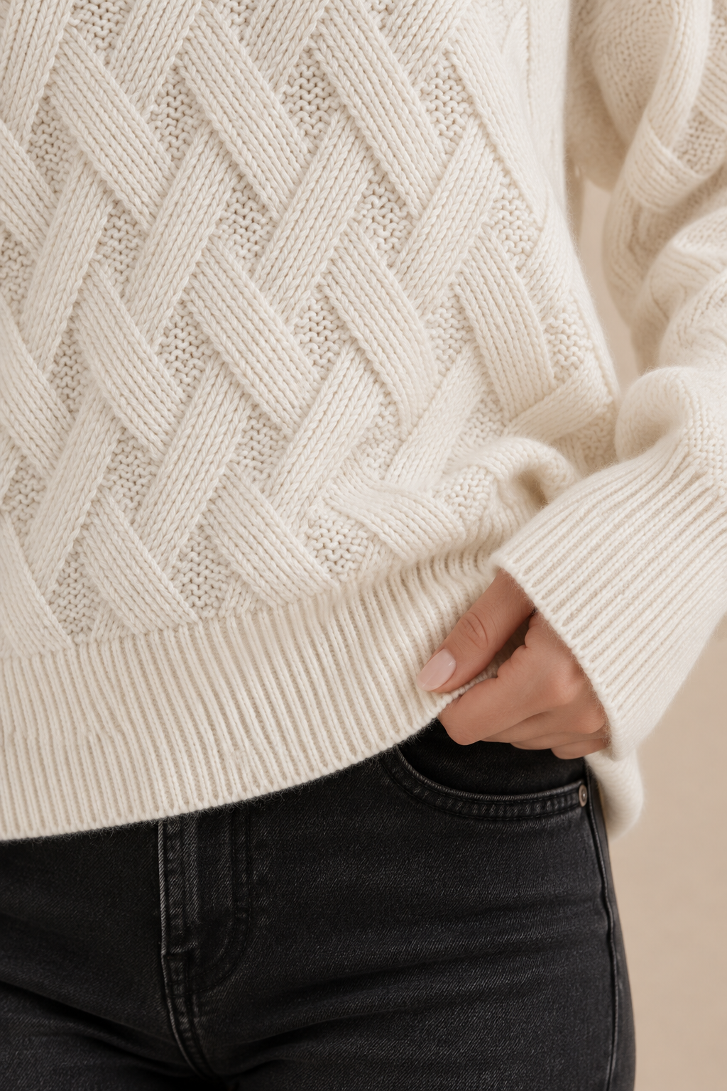 Trisha | Strickpullover Damen mit Rollkragen und Strukturmuster