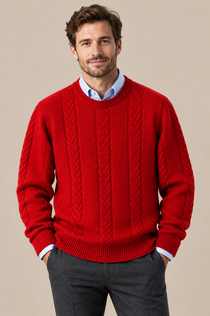 Valerio | Wollpullover Herren mit klassischem Zopfmuster