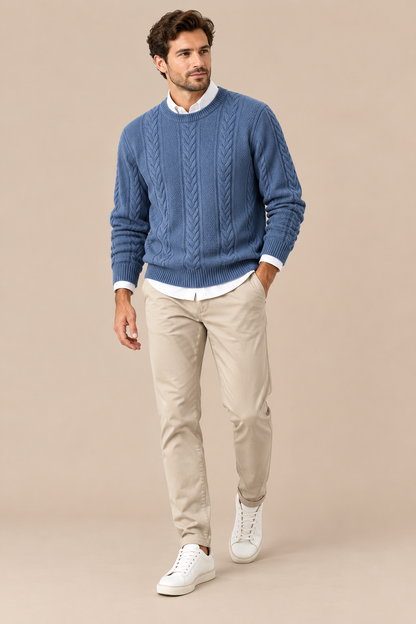 Valerio | Wollpullover Herren mit klassischem Zopfmuster