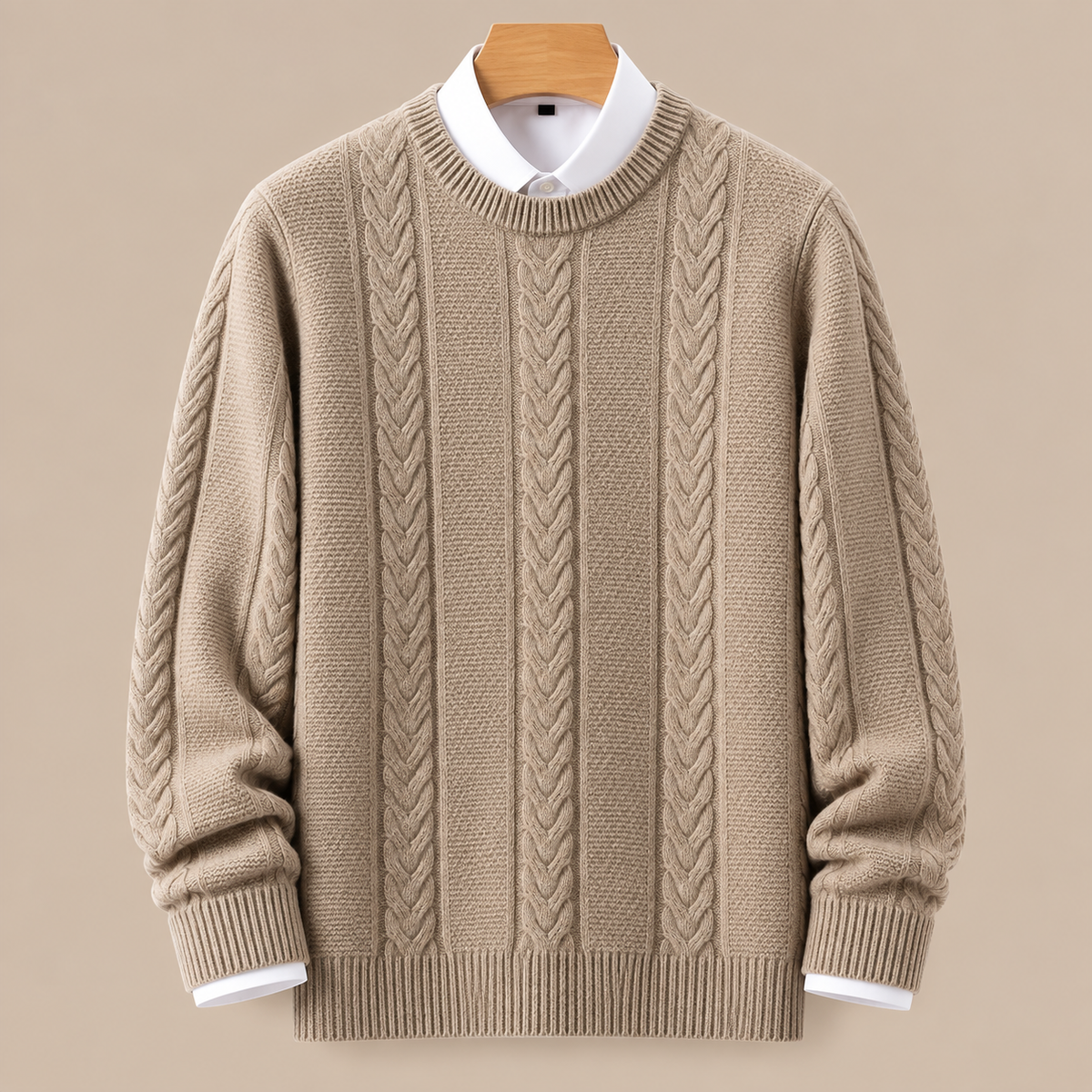 Valerio | Wollpullover Herren mit klassischem Zopfmuster