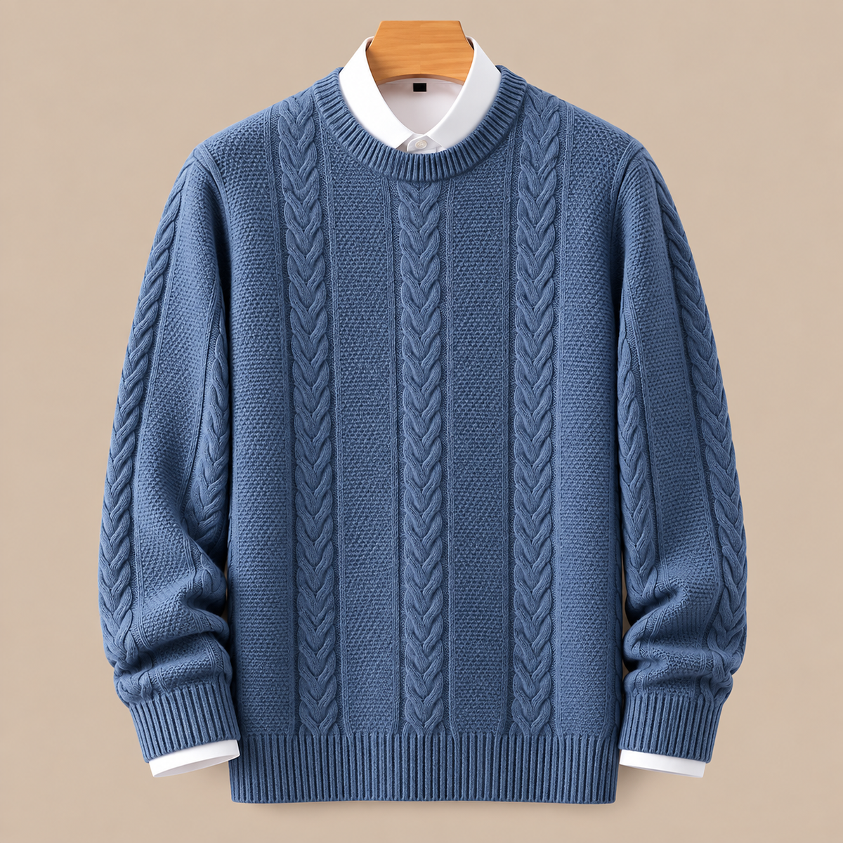 Valerio | Wollpullover Herren mit klassischem Zopfmuster