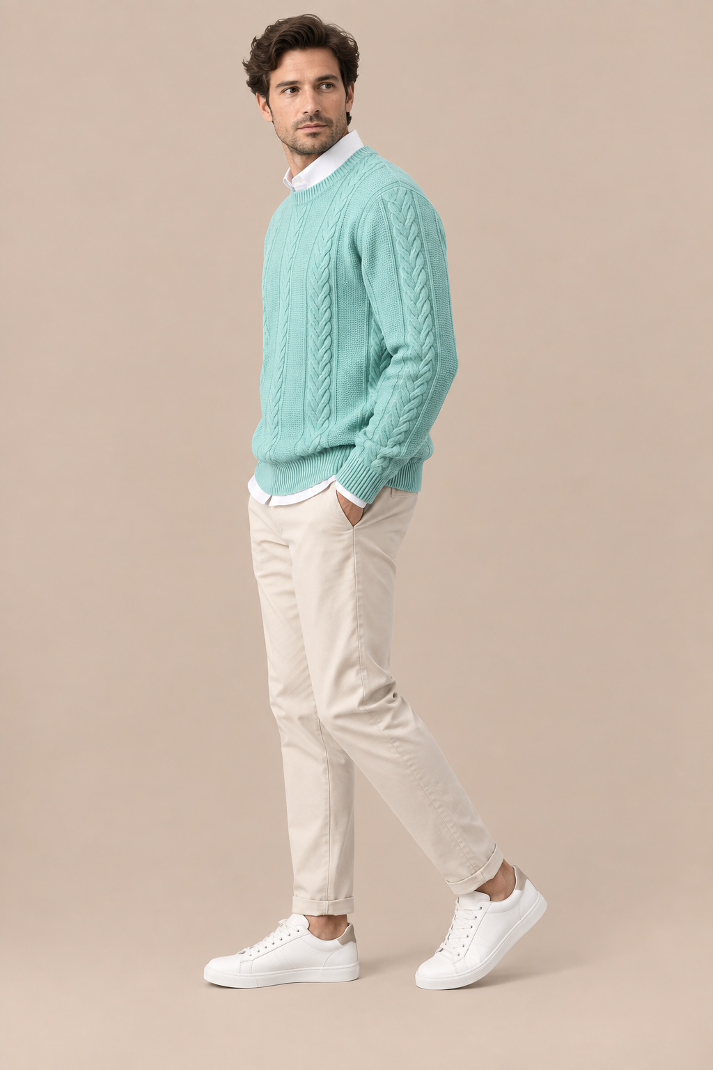 Valerio | Wollpullover Herren mit klassischem Zopfmuster