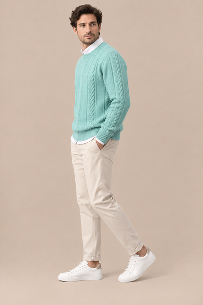Valerio | Wollpullover Herren mit klassischem Zopfmuster