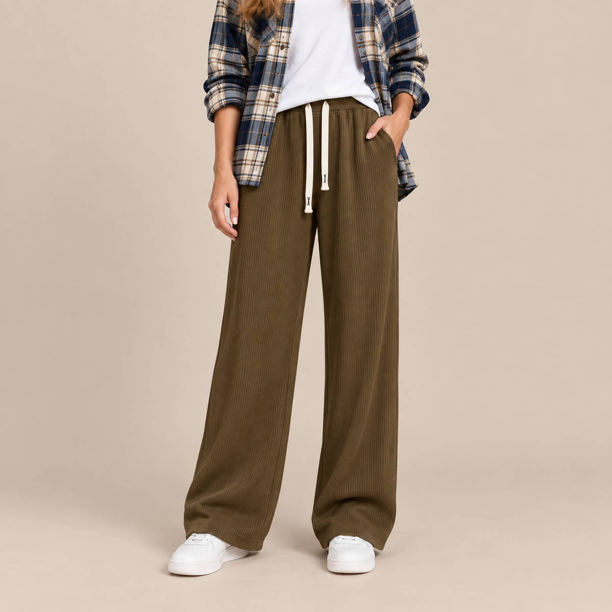 Valiza | Cordhose Damen mit weitem Bein und Corduroy-Struktur