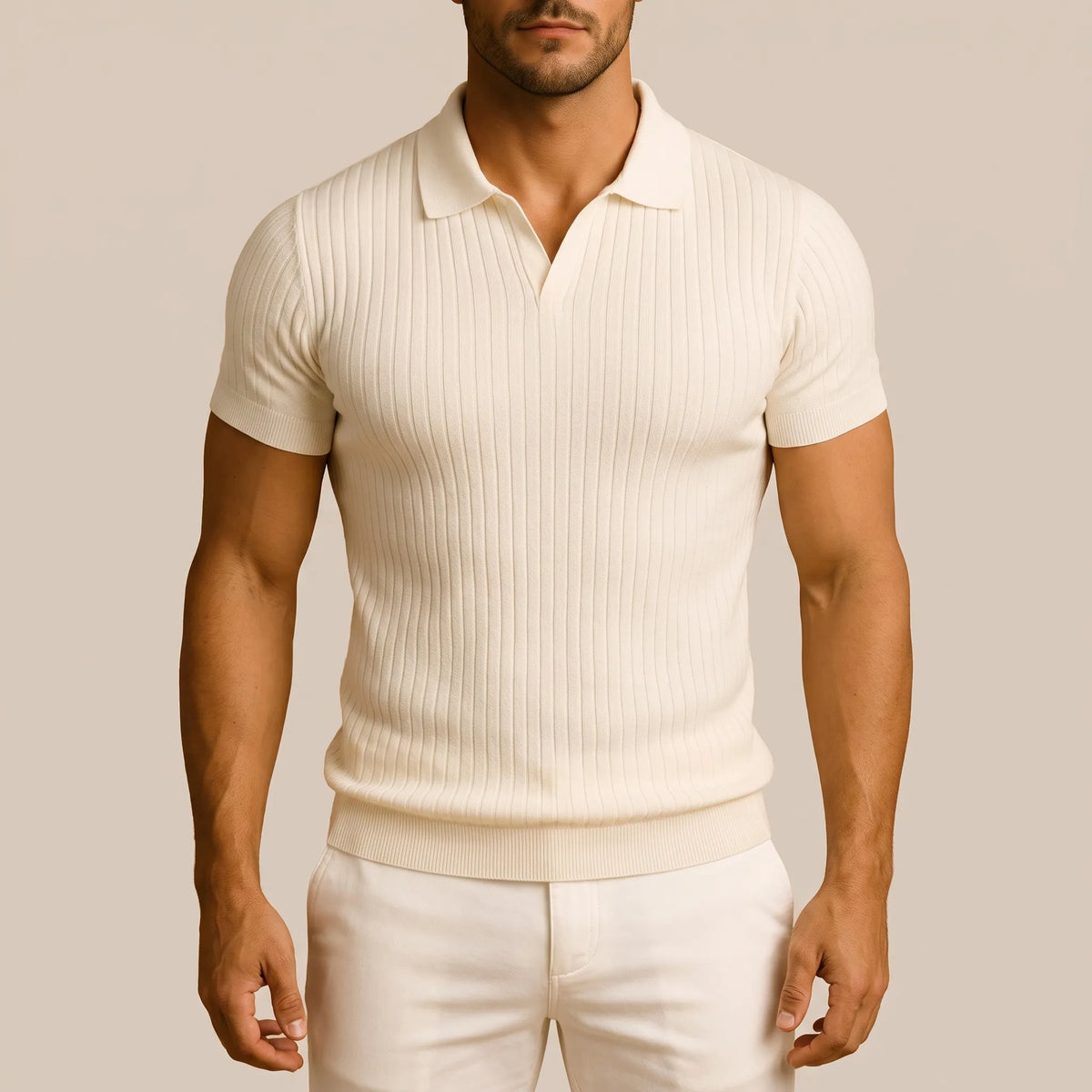 Vectis | Körperbetontes Geripptes Poloshirt