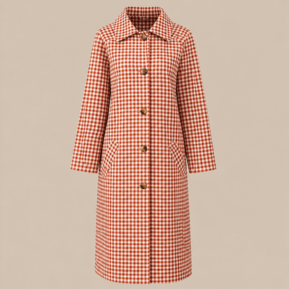 Vena | Trenchcoat Damen Lang mit Karomuster