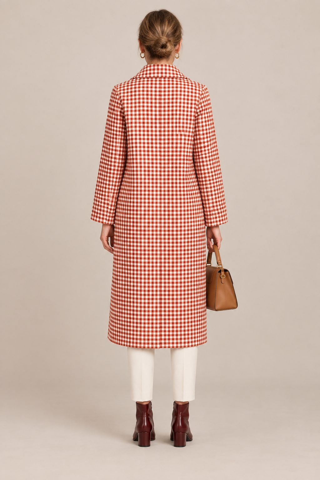 Vena | Trenchcoat Damen Lang mit Karomuster