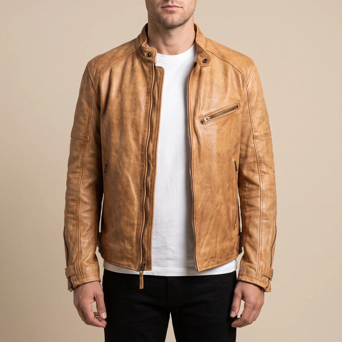 Venturex | Klassische Herrenjacke Im Bikerstil