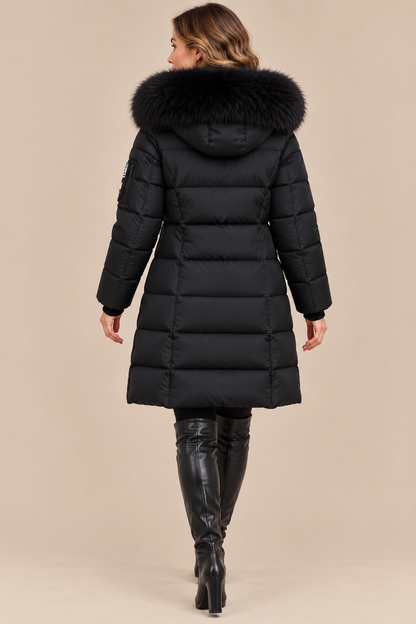 Vera | Steppjacke Damen mit Kapuze und langem Schnitt