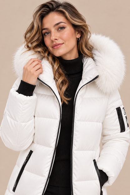 Vera | Steppjacke Damen mit Kapuze und langem Schnitt