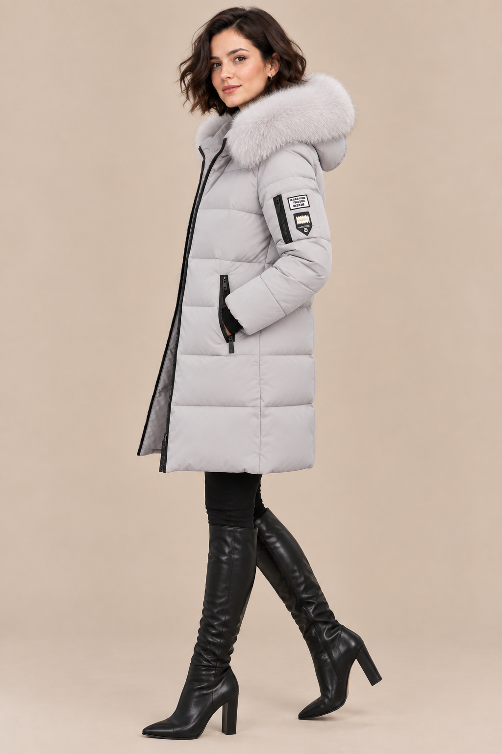 Vera | Steppjacke Damen mit Kapuze und langem Schnitt