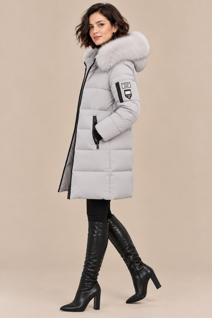 Vera | Steppjacke Damen mit Kapuze und langem Schnitt