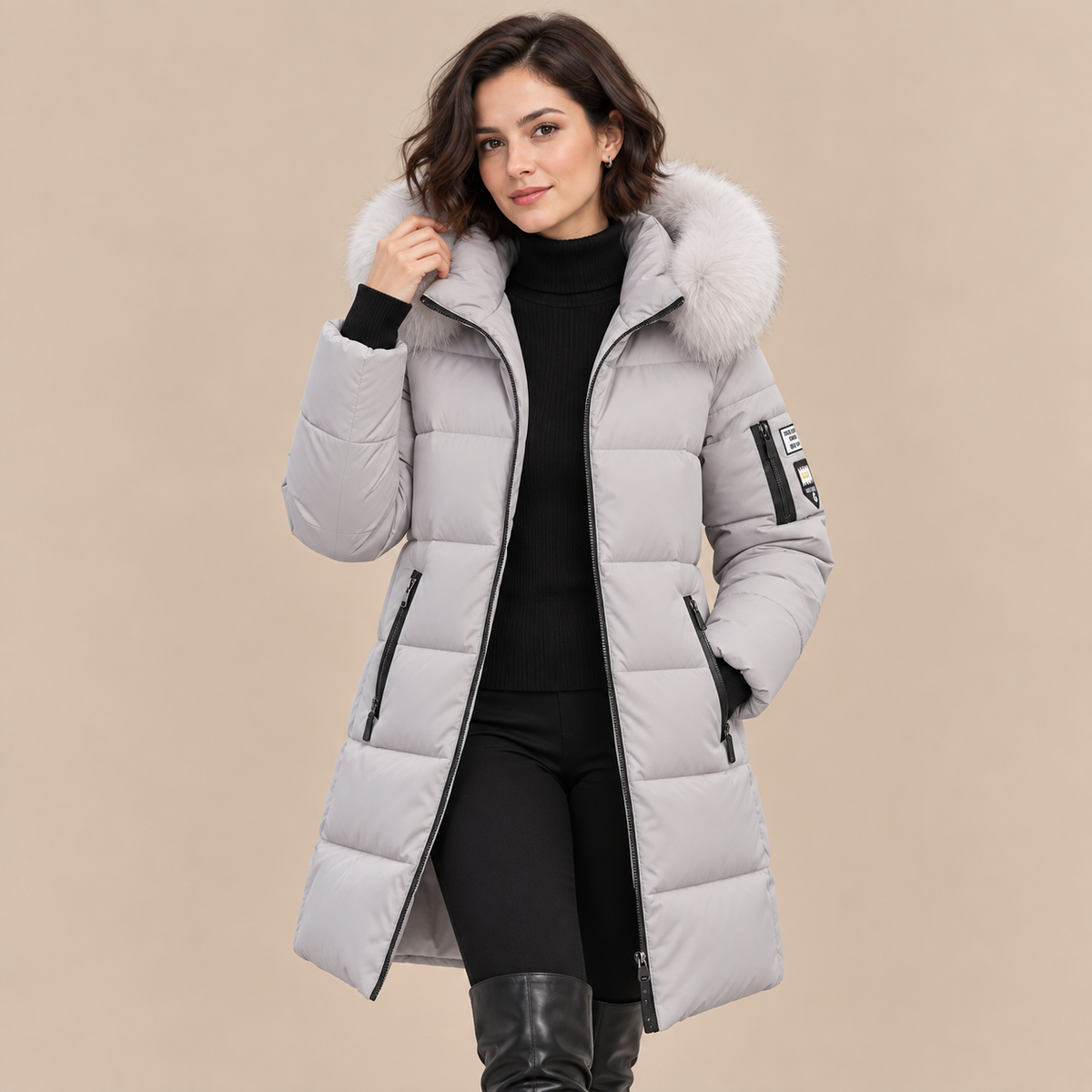 Vera | Steppjacke Damen mit Kapuze und langem Schnitt