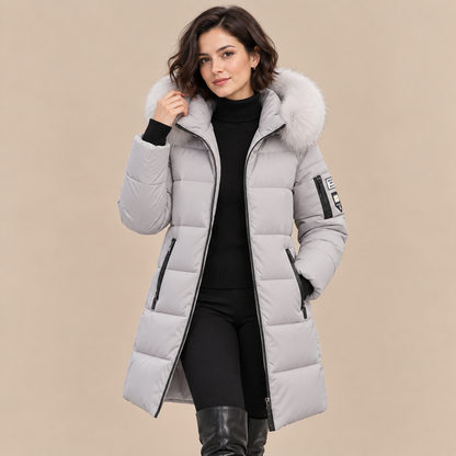 Vera | Steppjacke Damen mit Kapuze und langem Schnitt