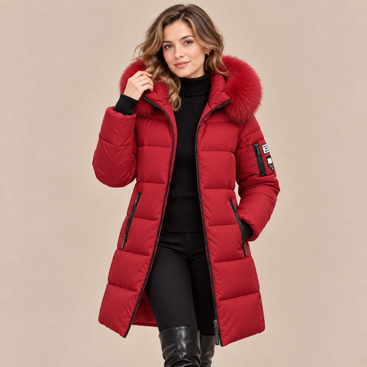 Vera | Steppjacke Damen mit Kapuze und langem Schnitt