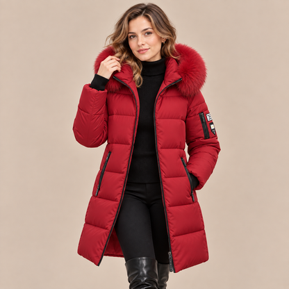 Vera | Steppjacke Damen mit Kapuze und langem Schnitt