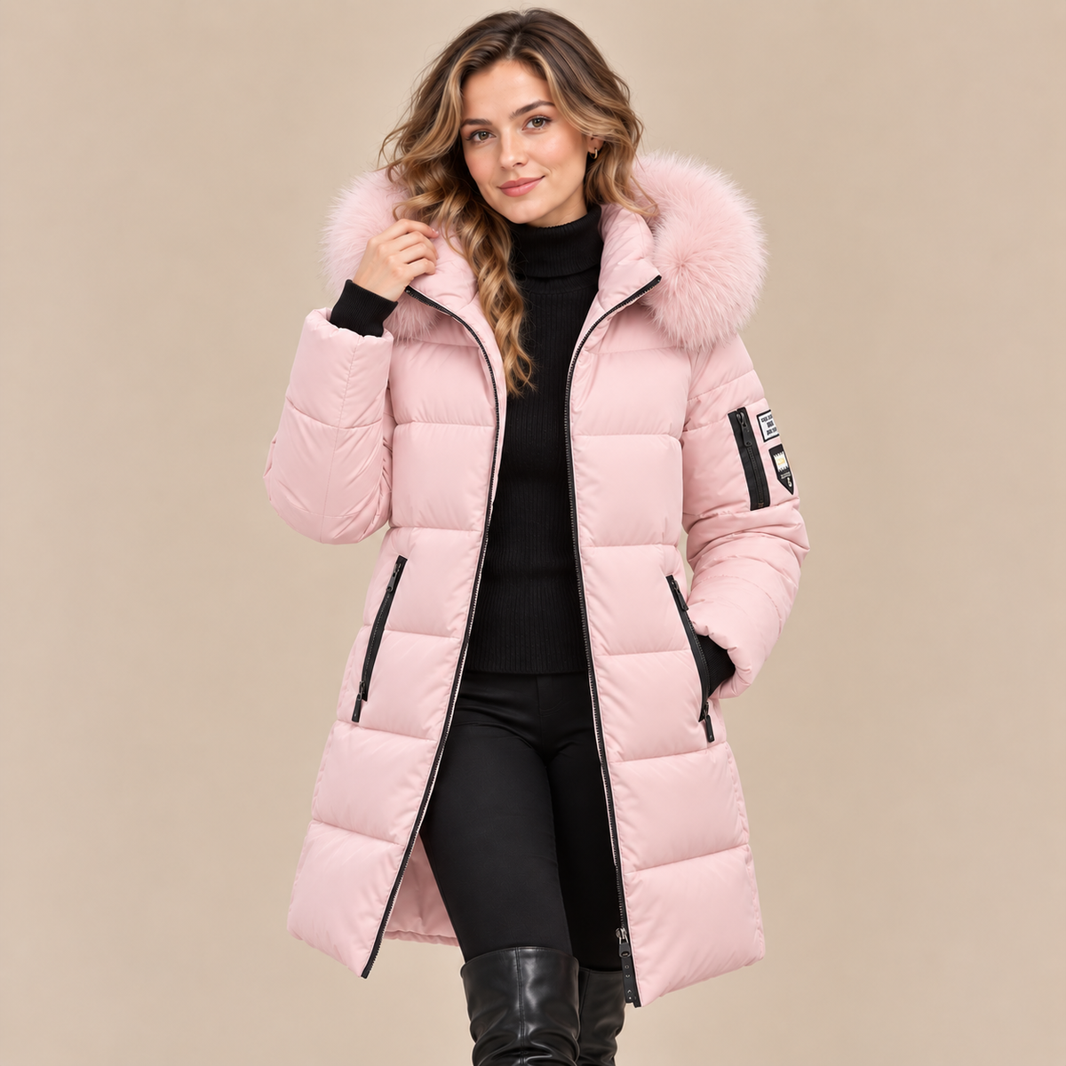 Vera | Steppjacke Damen mit Kapuze und langem Schnitt
