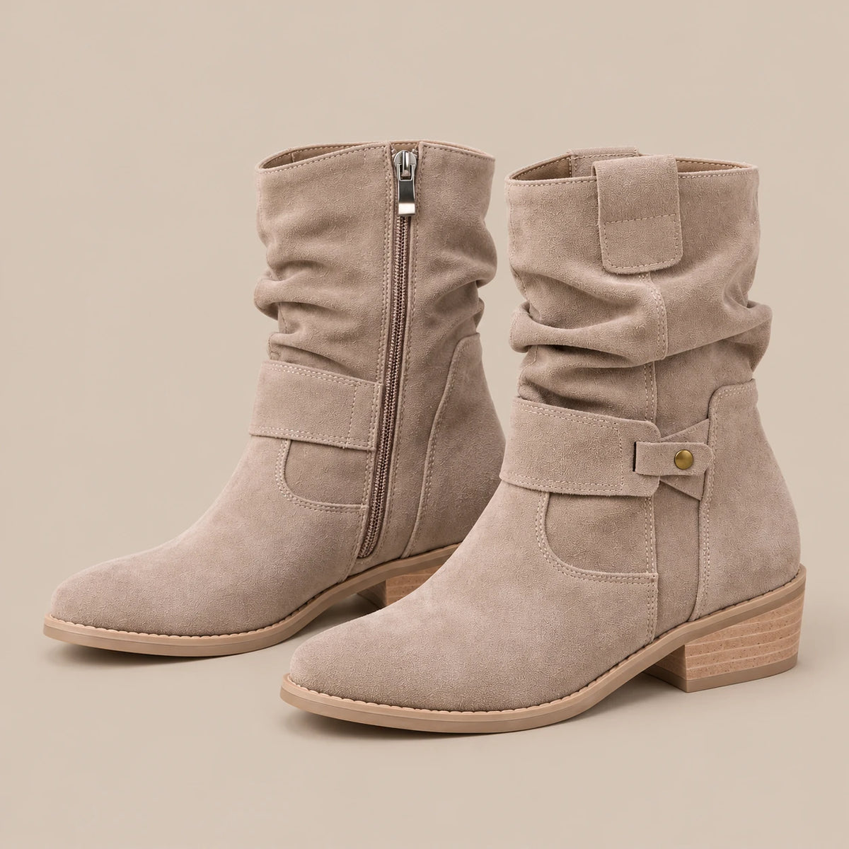 Lerissa | Slouchy Boots flach mit gerafftem Schaft