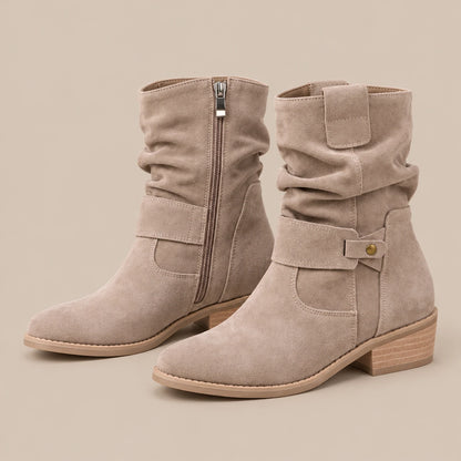 Lerissa | Slouchy Boots flach mit gerafftem Schaft