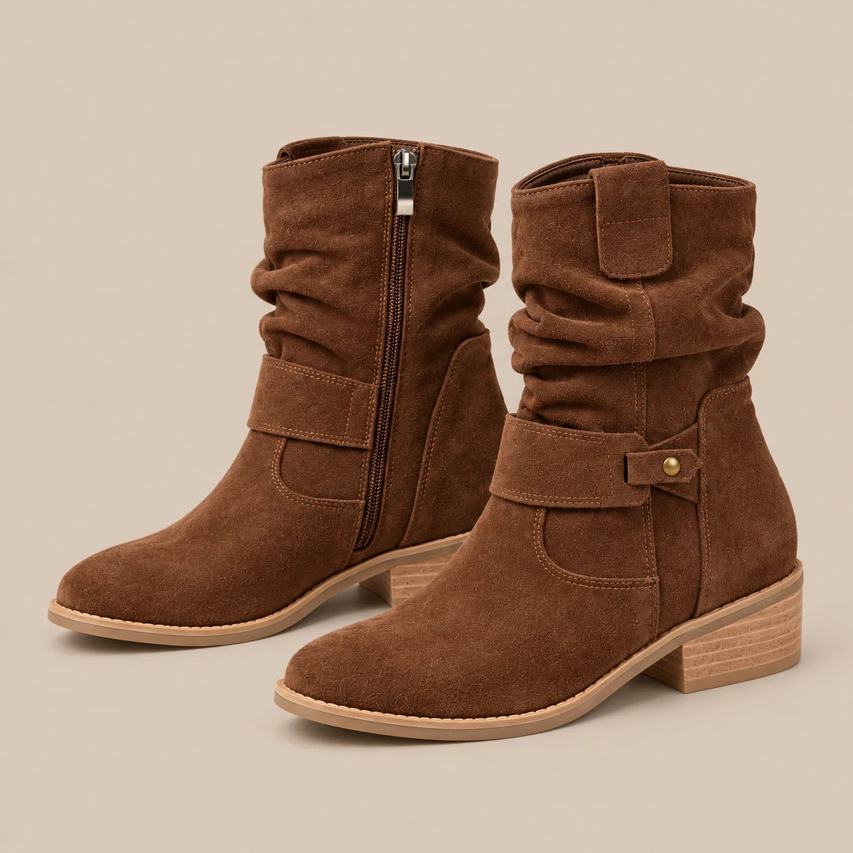 Lerissa | Slouchy Boots flach mit gerafftem Schaft