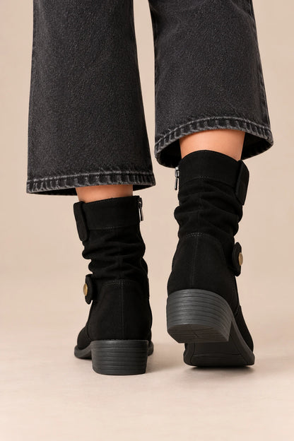 Lerissa | Slouchy Boots flach mit gerafftem Schaft