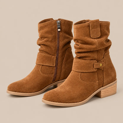 Lerissa | Slouchy Boots flach mit gerafftem Schaft