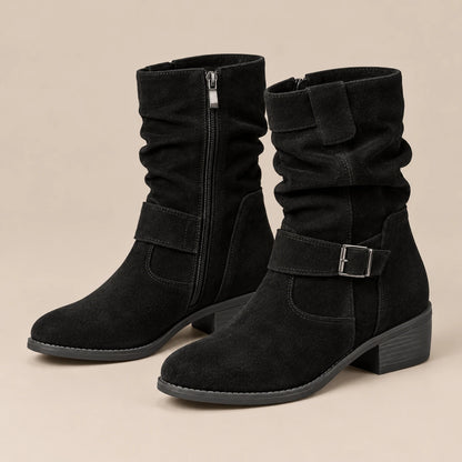 Lerissa | Slouchy Boots flach mit gerafftem Schaft