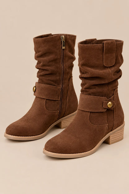 Lerissa | Slouchy Boots flach mit gerafftem Schaft
