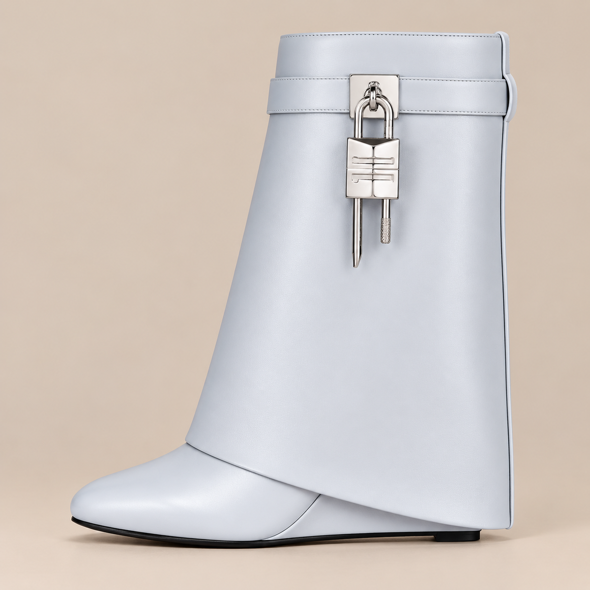 Vespera | Fold Over Boots Damen mit Keilabsatz und markantem Schaftdetail