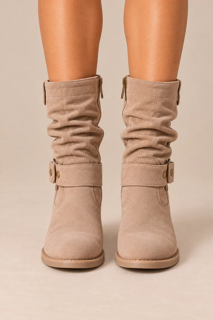 Vilma | Slouchy Boots Damen flach mit gerafftem Schaft