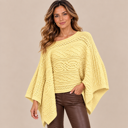 Vilma | Wollpullover Damen im asymmetrischen Poncho-Stil