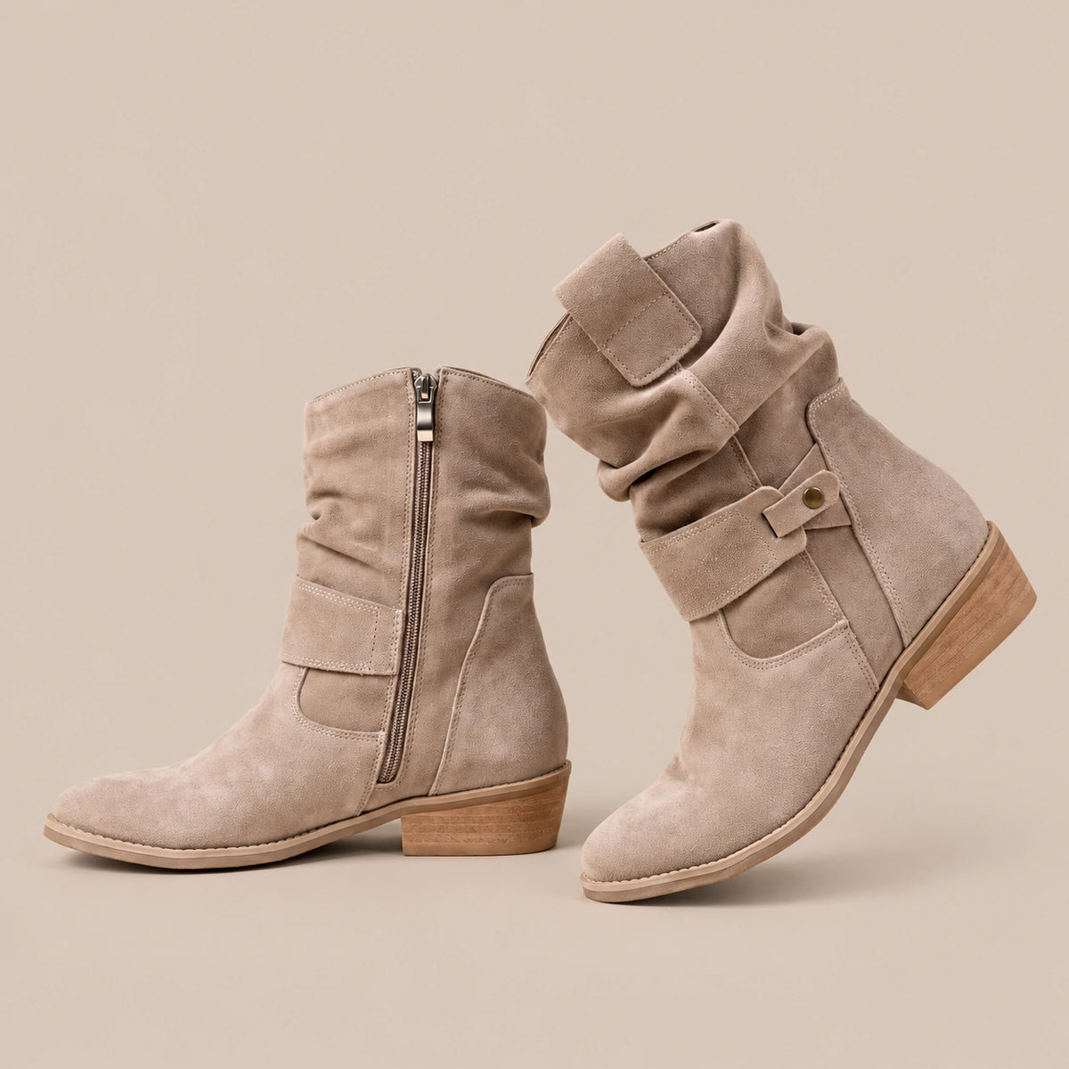 Vilma | Slouchy Boots Damen flach mit gerafftem Schaft