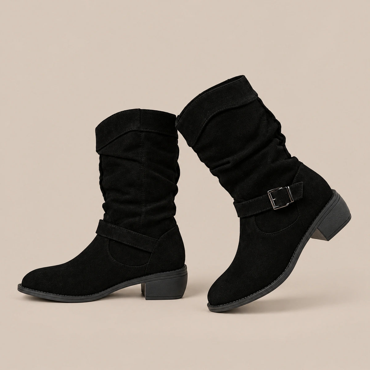 Vilma | Slouchy Boots Damen flach mit gerafftem Schaft