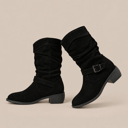 Vilma | Slouchy Boots Damen flach mit gerafftem Schaft
